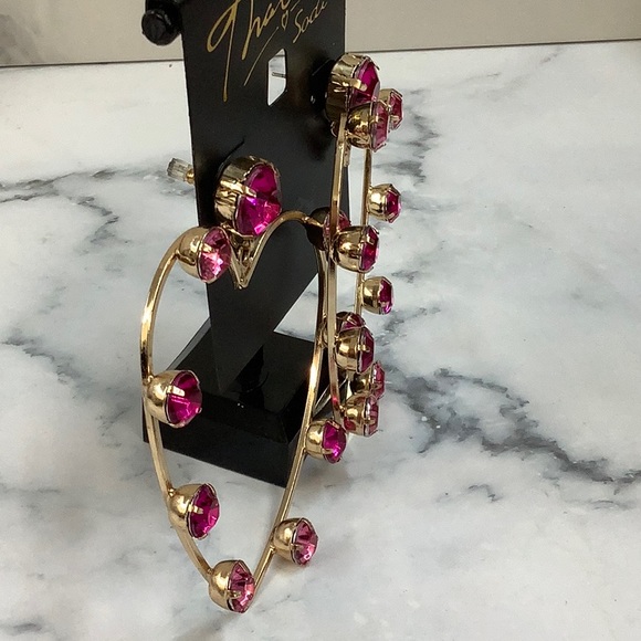 NWT- Thalia Sodi - Gold-Tone Crystal Heart Earrings - Picture 2 of 3